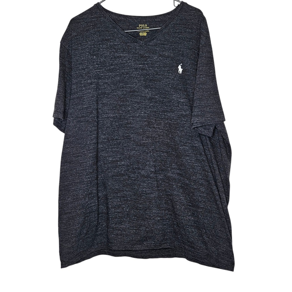Polo Ralph Lauren V-Neck T-Shirt Heathered Casual Preppy Pony Top XXL Minimalist